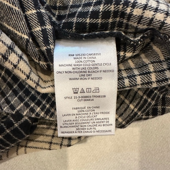 JOIE Barrian Split Neck Plaid Cotton Top, Size Medium - Picture 4 of 7